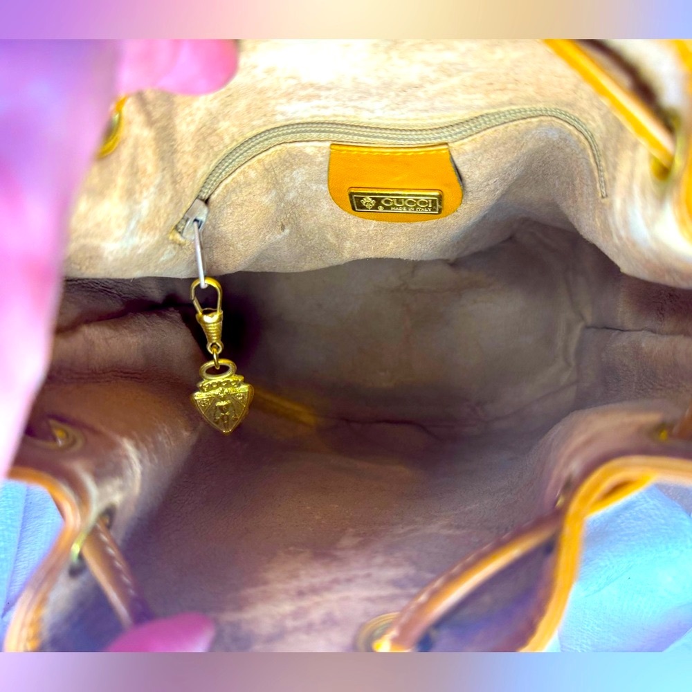 Gucci Monogram Bucket Bag Crossbody GG Bamboo Authentic RARE Vintage 1980s - Picture 10 of 16